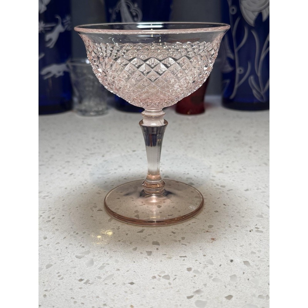 Westmoreland English Hobnail Pink Tall Sherbet Champagne Stem Depression Glass